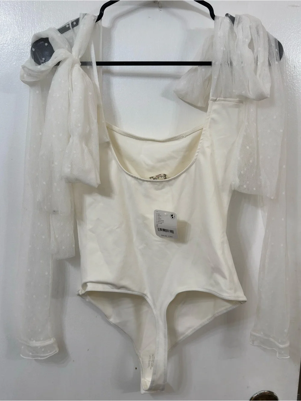 Free People White Sheer Polka-Dot Backless Bodysuit Dress - Picture 5 of 8